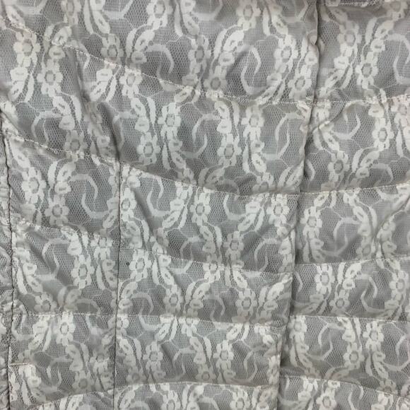 Eddie Bauer Goose Down Puffer Jacket Women's Beige Lace Motif Size Medium - Picture 4 of 9